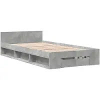 Syfax Cadre de lit avec tiroir sans matelas gris béton 90x200 cm