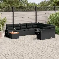 Prolenta Maison Exclusive - Salon de jardin 10 pcs avec coussins noir résine tressée