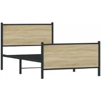Syfax Cadre de lit en métal sans matelas chêne sonoma 107x203 cm