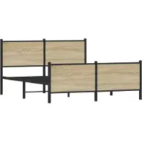 Syfax Cadre de lit en métal sans matelas chêne sonoma 137x190 cm