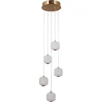 ITALUX Suspension décorative ronde en verre opale doré pour salon couleur chaude LED 12W GANTI