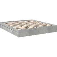 Syfax Cadre de lit avec tiroirs sans matelas gris béton 200x200 cm