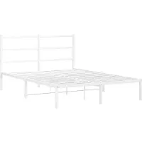 Syfax Cadre de lit métal sans matelas et tête de lit blanc 140x190 cm