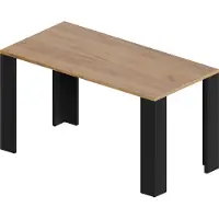 Pokar Table de salle à manger, table à manger, table de cuisine, bureau, Taille:160x80, Couleur:Chêne doré Craft + Noir