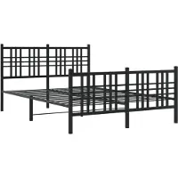 Syfax Cadre de lit métal sans matelas avec pied de lit noir 137x190cm
