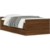 Syfax Cadre de lit avec tiroirs sans matelas chêne marron 90x190 cm
