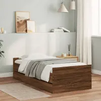 Prolenta Maison Exclusive - Cadre de lit avec tiroirs sans matelas chêne marron 90x190 cm