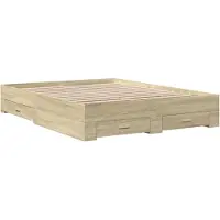 Syfax Cadre de lit avec tiroirs sans matelas chêne sonoma 150x200 cm