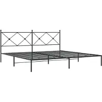 Syfax Cadre de lit métal sans matelas avec tête de lit noir 200x200cm