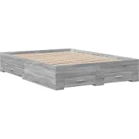 Syfax Cadre de lit avec tiroirs sans matelas sonoma gris 120x200 cm