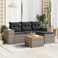 Prolenta Maison Exclusive - Salon de jardin 5 pcs avec coussins gris résine tressée