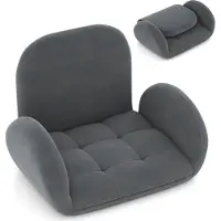 Costway Fauteuil de sol avec dossier et accoudoirs réglables, Bondensofa pliable Fauteuil de sol avec assise rembourrée, Fauteuil de méditation Fauteuil de relaxation Gris