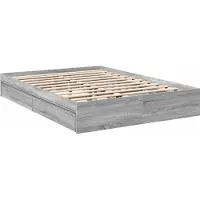 Syfax Cadre de lit avec tiroirs sans matelas sonoma gris 150x200 cm