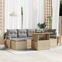 Prolenta Maison Exclusive - Ensemble de canapé de jardin, 7 pièces, en polyrotin beige