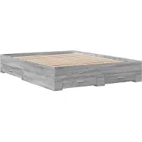 Syfax Cadre de lit avec tiroirs sans matelas sonoma gris 160x200 cm