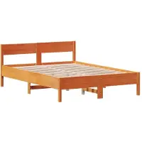 Syfax Cadre de lit sans matelas cire marron 140x190cm bois pin massif