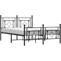 Syfax Cadre de lit métal sans matelas avec pied de lit noir 135x190cm