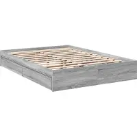 Syfax Cadre de lit avec tiroirs sans matelas sonoma gris 160x200 cm