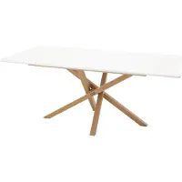 Furnlux Classic FURNLUX Table à manger Piazza White Und Oak 90cm / Hauptfarbe : Weiß / Abmessungen : 90 x 180 x 75 cm