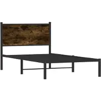 Syfax Cadre de lit en métal sans matelas chêne fumé 107x203 cm