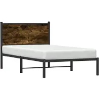 Prolenta Lit en métal design, finition chêne fumé, sans matelas, dimensions 107x203 cm