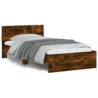 Prolenta Maison Exclusive - Sommier avec tête de lit Chêne fumé 100x200 cm Matériau dérivé du bois
