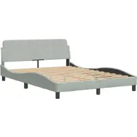 Syfax Cadre de lit Dover gris clair 140x190 cm velours