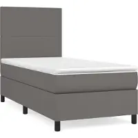 Syfax Sommier à lattes de lit avec matelas Gris 100x200 cm Similicuir