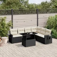 Prolenta Maison Exclusive - Salon de jardin 7 pcs avec coussins noir résine tressée