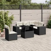 Prolenta Maison Exclusive - Salon de jardin 6 pcs avec coussins noir résine tressée