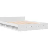 Syfax Cadre de lit avec tiroirs sans matelas blanc 150x200 cm