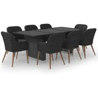 Syfax Ensemble à manger de jardin 9 pcs Résine tressée Noir