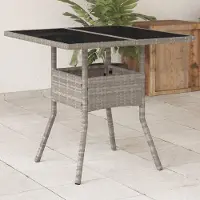 Prolenta Maison Exclusive - Table de jardin avec plateau en verre Gris clair 80x80x75 cm Poly rotin