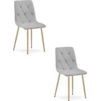 Leobert Chaise LIBRA - tissu gris clair / pieds en bois x 2