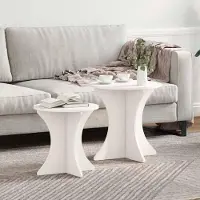 Prolenta Maison Exclusive - Table basse, lot de 2, blanche, 46 x 46 x 47 cm, en bois massif (pin)