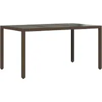 vidaXL Table de jardin avec plateau en verre brun 150x90x75 cm Poly rotin