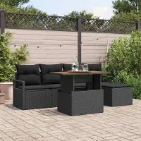 Prolenta Maison Exclusive - Ensemble de canapé de jardin, 6 places, en résine tressée noire
