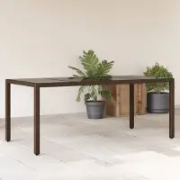 Prolenta Maison Exclusive - Table de jardin avec plateau en verre marron 190x90x75 cm Poly Rotin