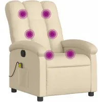 Syfax Fauteuil de massage inclinable Crème Tissu