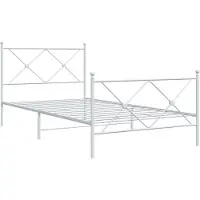 Syfax Cadre de lit métal sans matelas et pied de lit blanc 100x200 cm