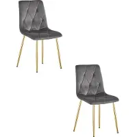 Leobert Chaise - - Libra - Velours Gris Foncé/Pieds Dorés - 45 X 54 X 86,5 Cm - Lot De 2