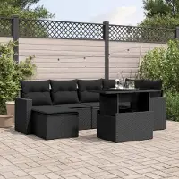 Prolenta Maison Exclusive - Salon de jardin 7 pcs avec coussins noir résine tressée
