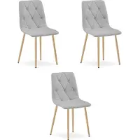 Leobert Chaise LIBRA - tissu gris clair/pieds en bois x 3