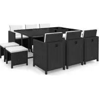 Prolenta Maison Exclusive - Ensemble de salon de jardin 11 pièces avec coussins en polyrotin noir