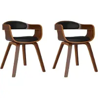 Syfax Chaises à manger lot de 2 noir bois courbé et similicuir