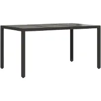 Syfax Table de jardin dessus en verre Noir 150x90x75cm Résine tressée