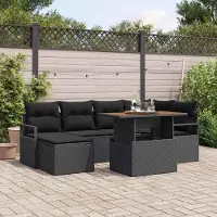 Prolenta Maison Exclusive - Ensemble de canapé de jardin, 7 pièces, en résine tressée noire