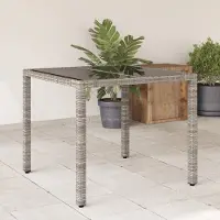 Prolenta Maison Exclusive - Table de jardin avec plateau en verre gris 90x90x75 cm Poly Rotin