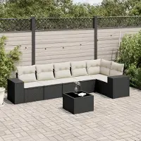 Prolenta Maison Exclusive - Salon de jardin 7 pcs avec coussins noir résine tressée