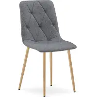 Leobert Chaise - - Libra - Tissu Gris Foncé/Pieds Bois - 44,5 X 54,5 X 87 Cm